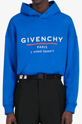 Givenchy Blue Hoodie with Letter Logo Print Long Sleeves BMJ05430AF-426 Purchase Givenchy Blue Hoodie with Letter Logo Print Long Sleeves BMJ05430AF-426