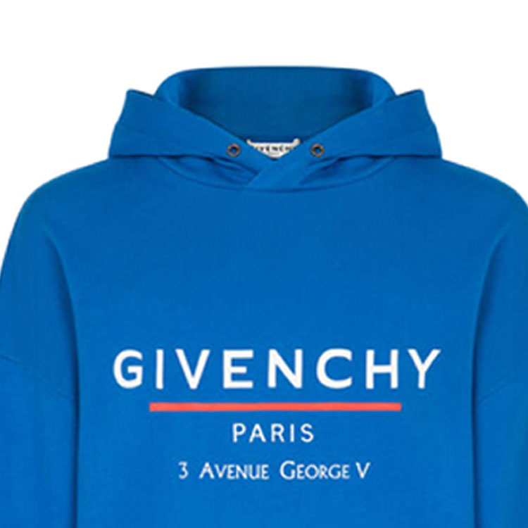 Details for Givenchy Blue Hoodie with Letter Logo Print Long Sleeves BMJ05430AF-426