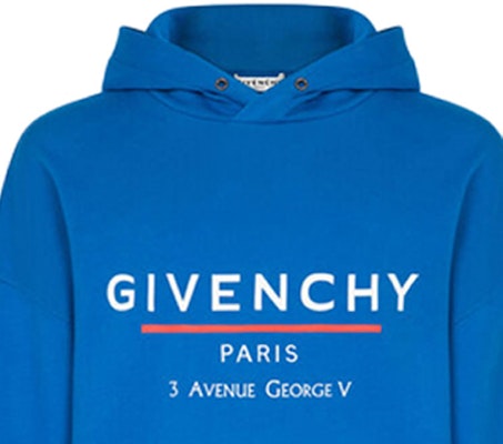 Givenchy Blue Hoodie with Letter Logo Print Long Sleeves BMJ05430AF-426 Details for Givenchy Blue Hoodie with Letter Logo Print Long Sleeves BMJ05430AF-426