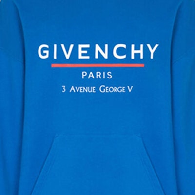 Givenchy Blue Hoodie with Letter Logo Print Long Sleeves BMJ05430AF-426 Sizing Givenchy Blue Hoodie with Letter Logo Print Long Sleeves BMJ05430AF-426