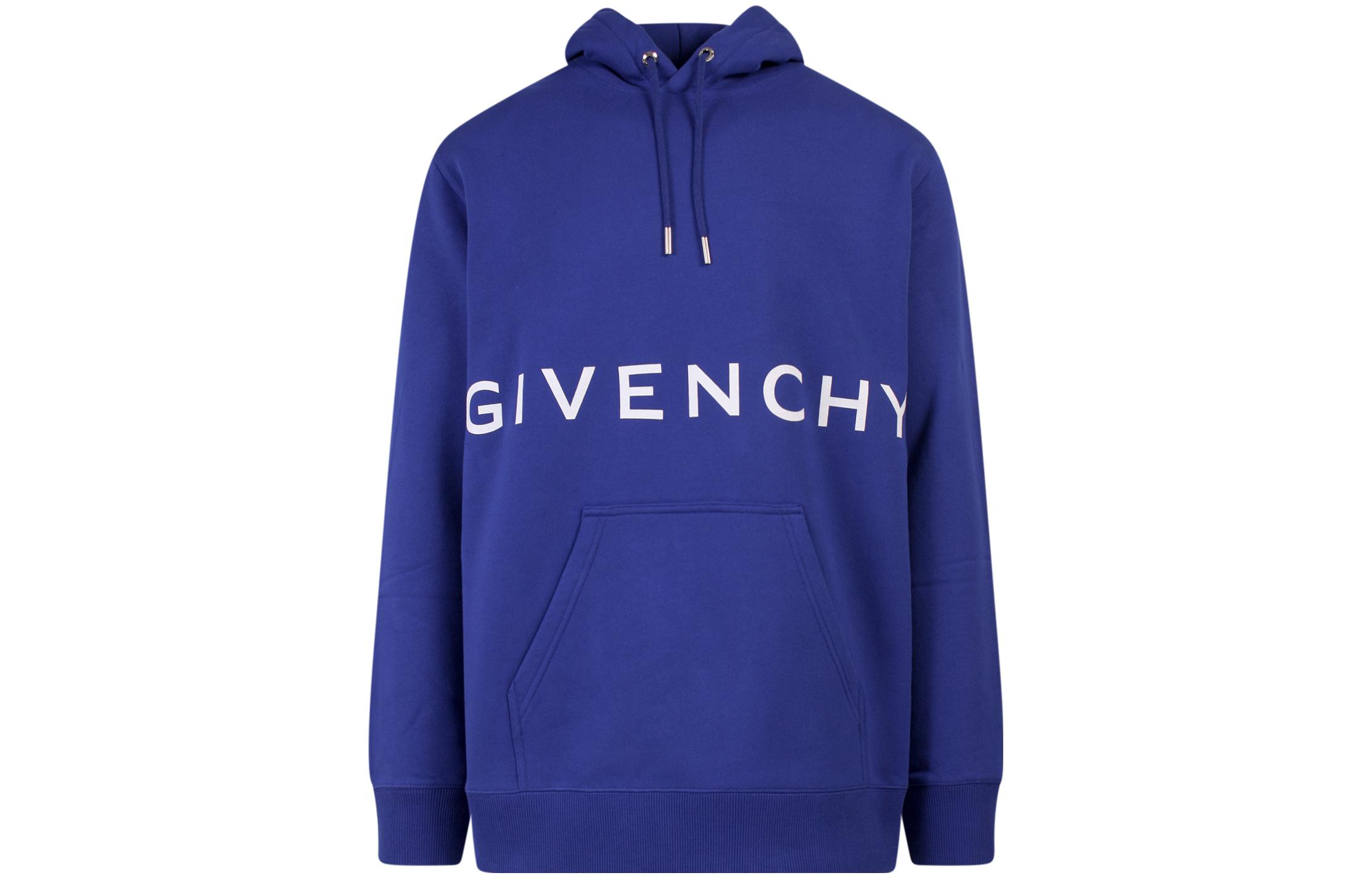 Givenchy Blue Hoodie with Letter Print Design BMJ0GH3Y78-426