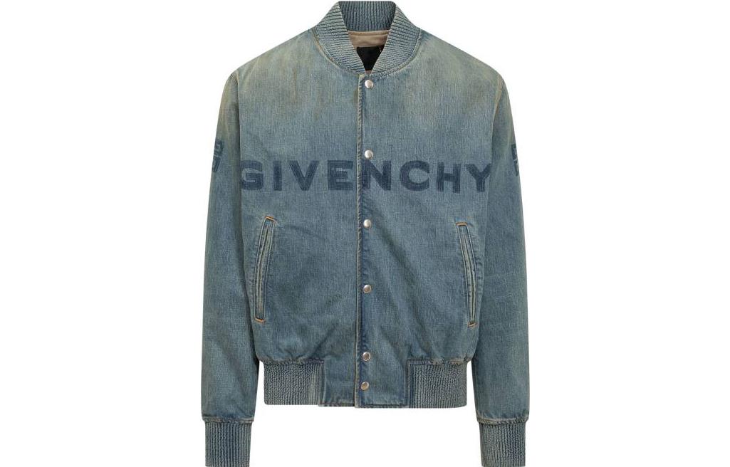 Givenchy Blue Letter Print Single-Breasted Long-Sleeve Jacket BM012B5Y6N-420