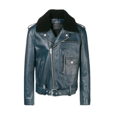 Givenchy Blue Solid Color Zip-Up Collared Jacket for Men BM003S605R-404