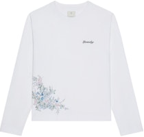 Givenchy Boxy Fit Cotton T-Shirt Floral Logo Crewneck Long Sleeve White BM71KP3YMU-100 Givenchy Boxy Fit Cotton T-Shirt Floral Logo Crewneck Long Sleeve White BM71KP3YMU-100