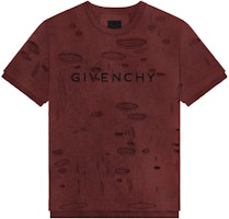 Givenchy Brown Letter Print Distressed Crewneck Short Sleeve T-Shirt . BM71G13YGT-601 Givenchy Brown Letter Print Distressed Crewneck Short Sleeve T-Shirt . BM71G13YGT-601