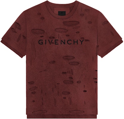 지방시 브라운 레터 프린트 디스트레스드 크루넥 반팔 티셔츠. BM71G13YGT-601 Buy 지방시 브라운 레터 프린트 디스트레스드 크루넥 반팔 티셔츠. BM71G13YGT-601