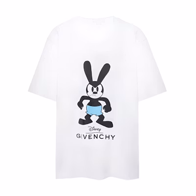 GIVENCHY Cartoon Print Logo White Crewneck Short Sleeve T-Shirt BM716G3YAR-100