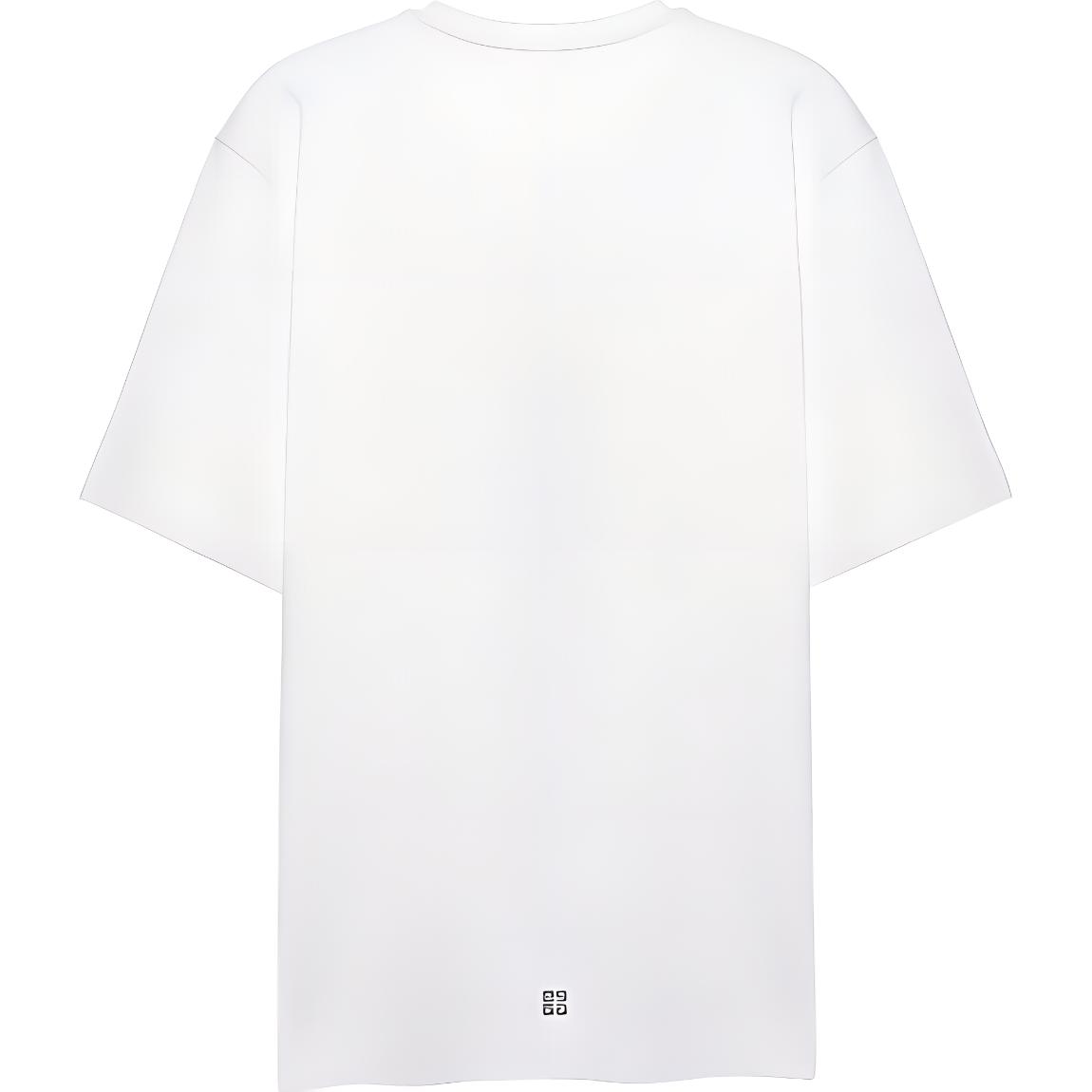 Lookbook 지방시 만화 프린트 로고 화이트 반팔 크루넥 티셔츠 BM716G3YAR-100