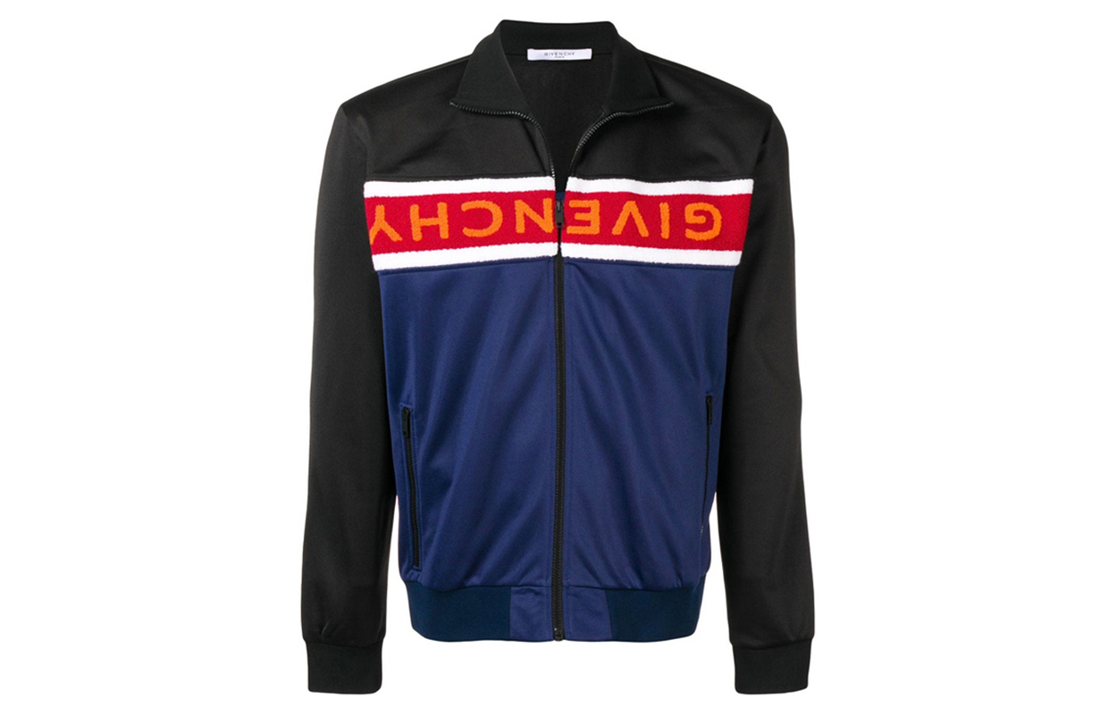 Givenchy Casual Letter-Print Patchwork Long-Sleeve Jacket BM70E8300B-012