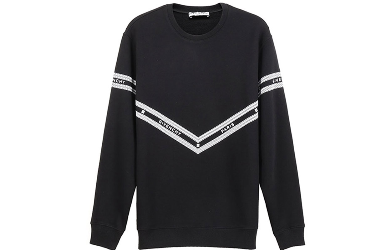 GIVENCHY Chain Letter Print Crewneck Sweatshirt Black BMJ08230AF-001