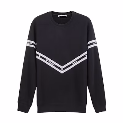 GIVENCHY Chain Letter Print Crewneck Sweatshirt Black BMJ08230AF-001