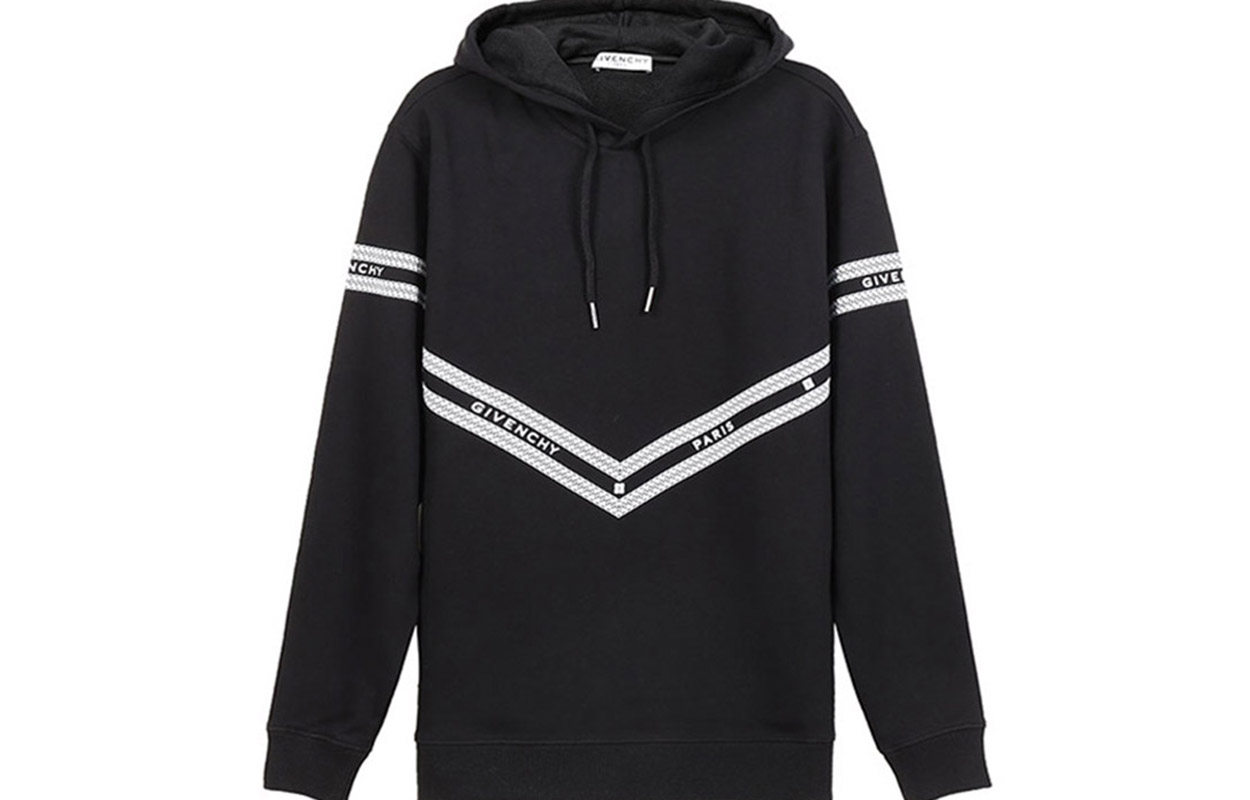 Givenchy Chain Print Hooded Sweatshirt Black BMJ08130AF-001