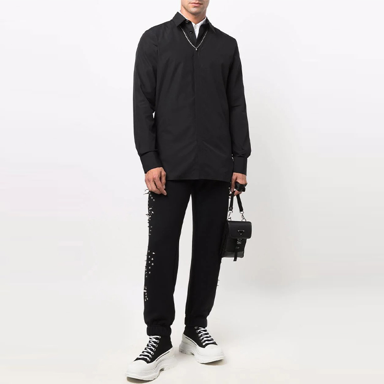 Lookbook Givenchy Kemeja Lengan Panjang Pria Kerah Klasik Hitam BM60PQ109F-001