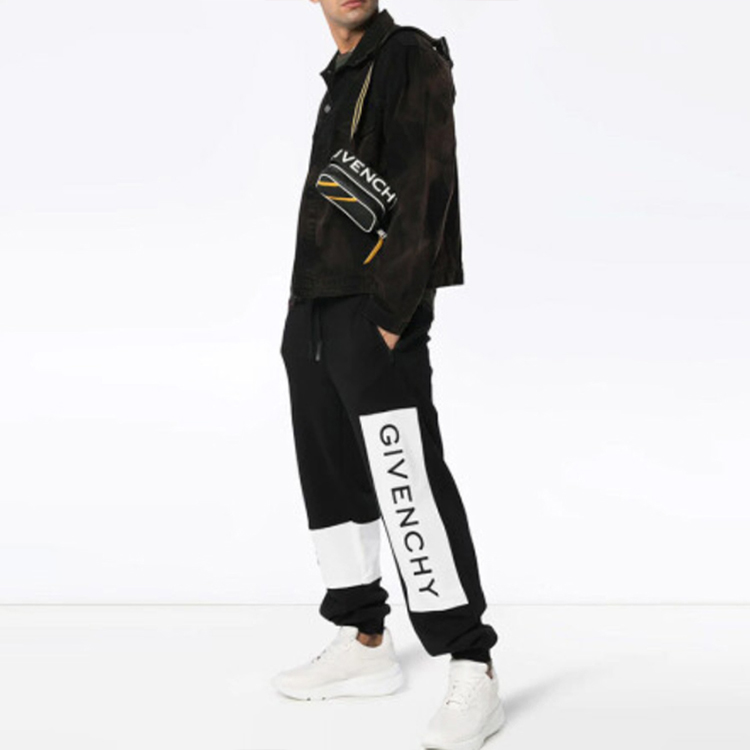 Details for 纪梵希男士黑色拼色Logo印花运动裤 BM503V3003-001