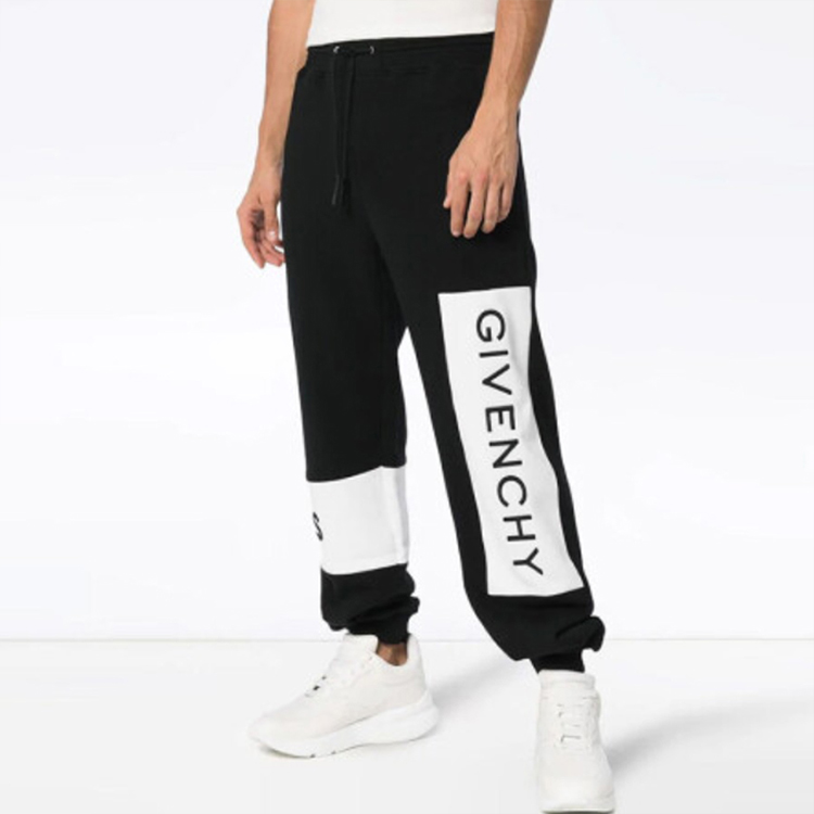 Sizing 纪梵希男士黑色拼色Logo印花运动裤 BM503V3003-001