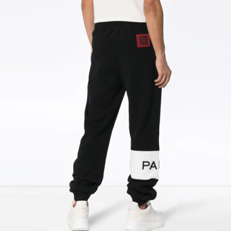 Cheap 纪梵希男士黑色拼色Logo印花运动裤 BM503V3003-001
