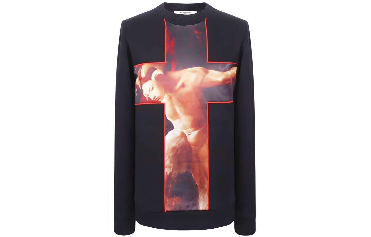 Givenchy Cross Print Crewneck Pullover Sweatshirt Black 15I7768498-001
