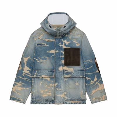 GIVENCHY Distressed Effect Hooded Casual Jacket Men’s Blue. BM01055Y3X-420