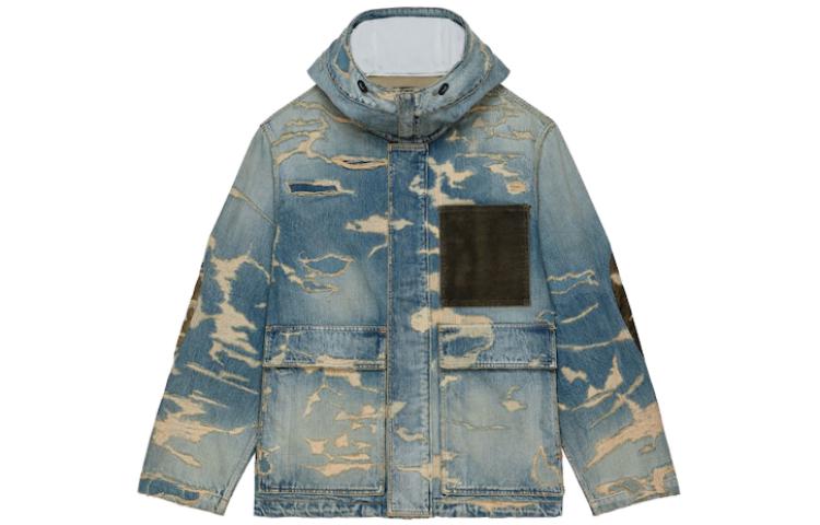 Order Chaqueta Casual con Capucha GIVENCHY Efecto Desgastado Hombre Azul. BM01055Y3X-420