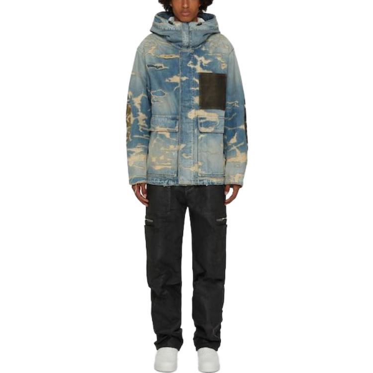 Lookbook Chaqueta Casual con Capucha GIVENCHY Efecto Desgastado Hombre Azul. BM01055Y3X-420