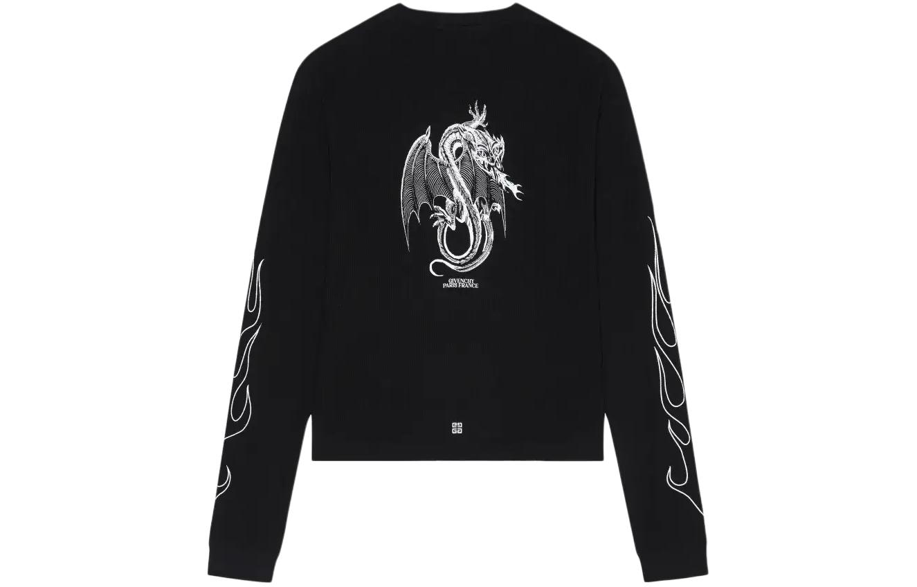 Lookbook 紀梵希龍年SS24黑色字母印花圓領長袖衛衣男款 BM71KP3YHT-001