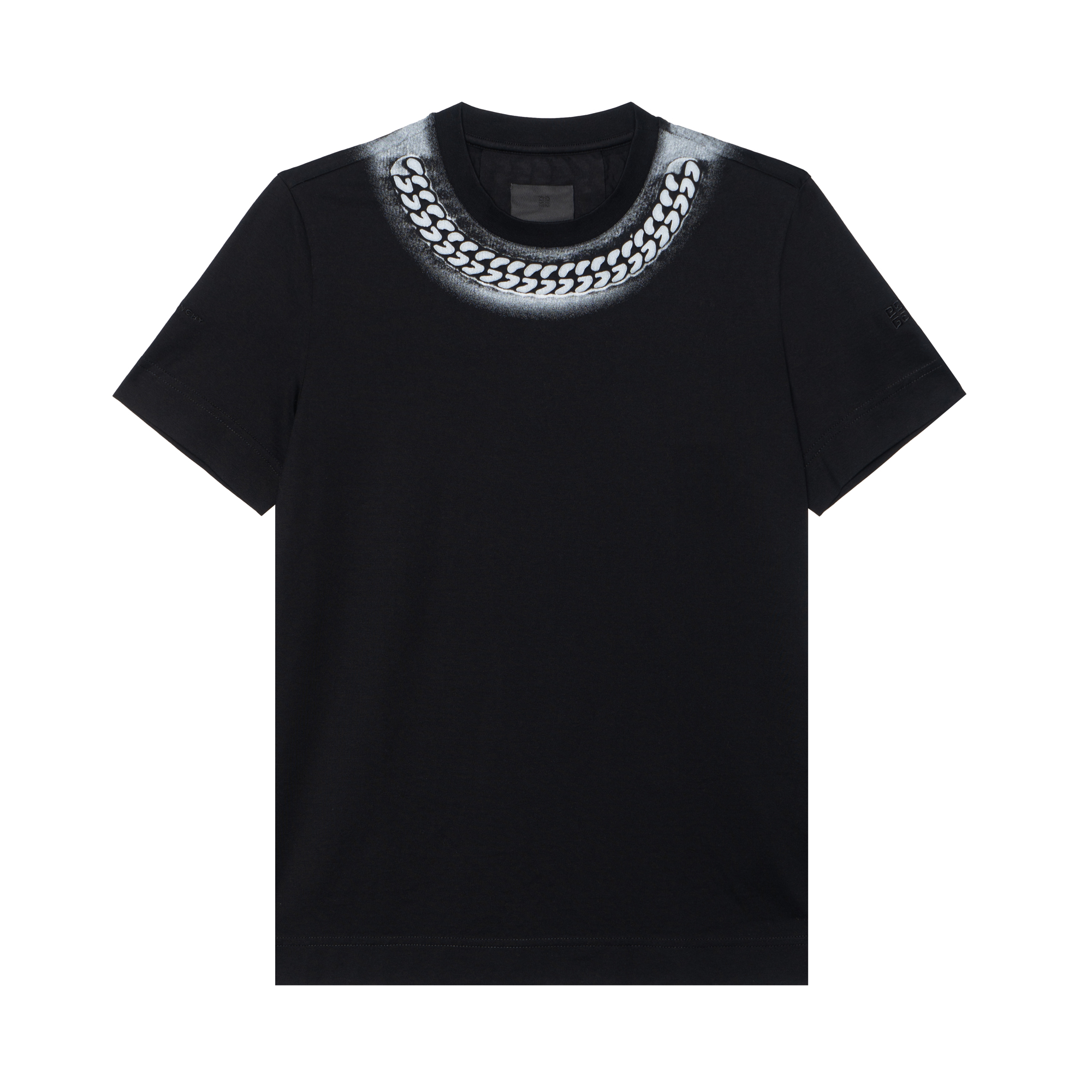 Givenchy Embossed Chain Crew Neck Slim Fit T-Shirt Black () BM719S3Y6B-001