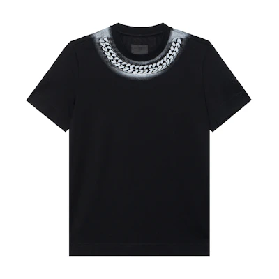 Givenchy Embossed Chain Crew Neck Slim Fit T-Shirt Black () BM719S3Y6B-001