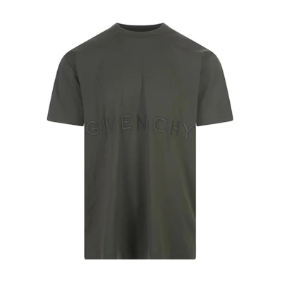 Givenchy Embroidered Logo Oversized Crewneck T-Shirt FW23 Green. BM71543Y6B-325