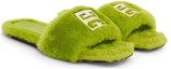Shop Givenchy Flat Mule '4G - Hijau Citrus Shearling' BE306FE1LR-358