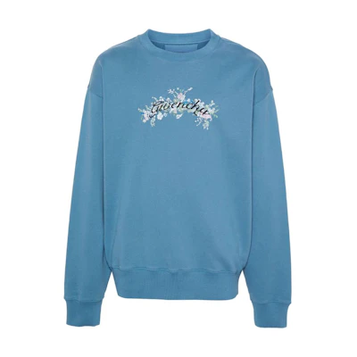 Givenchy Floral Embroidery Logo Oversized Sweatshirt Blue BMJ0LC3YMU-495
