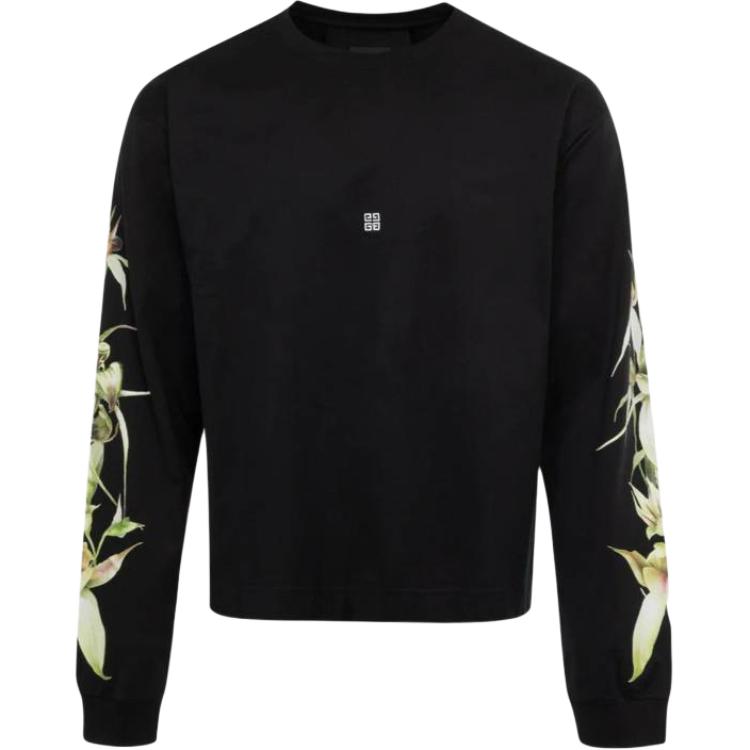 Givenchy Floral Letter Print Loose-Fit Long-Sleeve Sweatshirt Black BM71KP3YLU-001