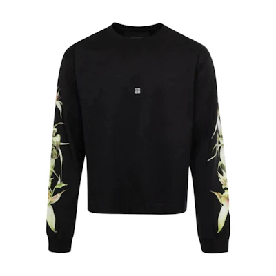 Givenchy Floral Letter Print Loose-Fit Long-Sleeve Sweatshirt Black BM71KP3YLU-001