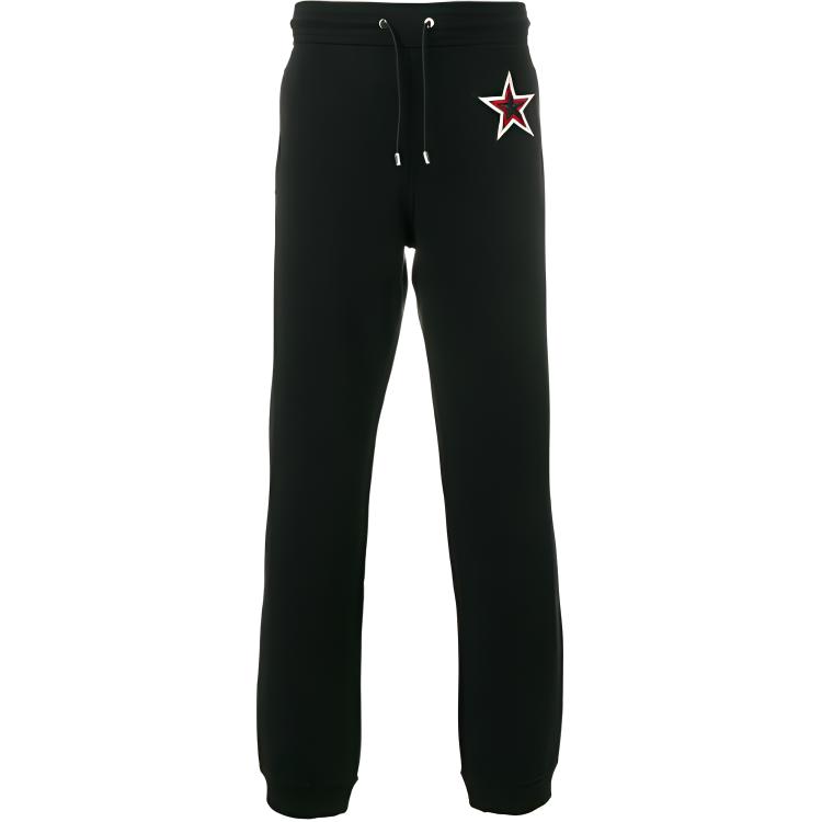 GIVENCHY FW21  Black Cotton Star Patch Knit Jogger Sweatpants BM501D3Y04-001
