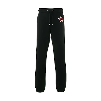 GIVENCHY FW21 Black Cotton Star Patch Knit Jogger Sweatpants BM501D3Y04-001