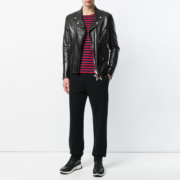 Lookbook GIVENCHY FW21 黑色星星貼布棉質針織運動長褲 BM501D3Y04-001