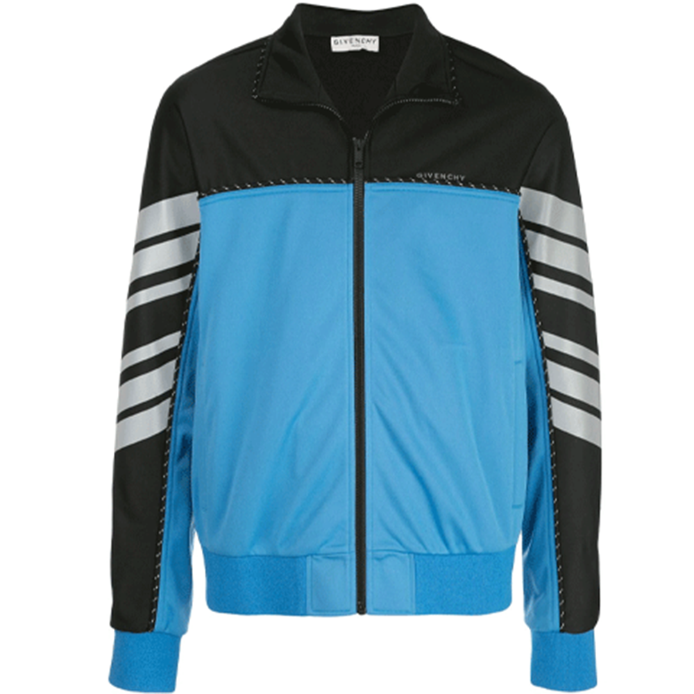 Givenchy FW21 Black Blue Colorblock Track Jacket BMJ04G300B-BLK