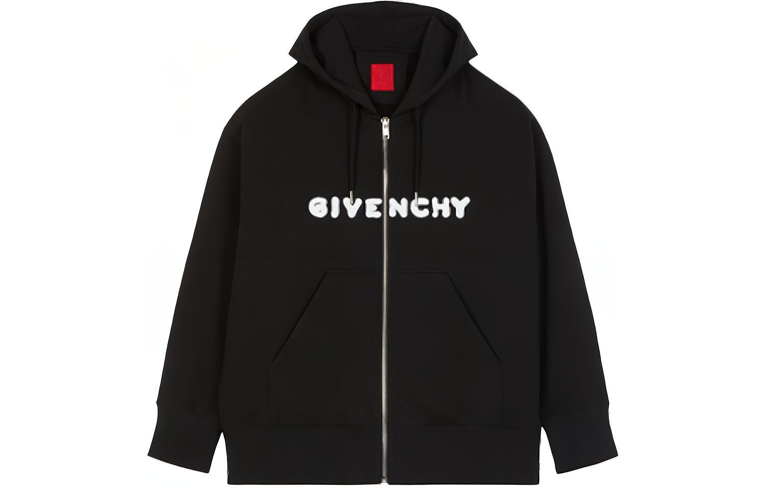 Givenchy FW21 Black Hoodie with Heart and Letter Graphic Design BMJ0D33Y6Z-001
