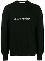 Givenchy FW21 Black Logo Embroidered Wool Pullover Sweater for Men. BM908P4Y3J-001 Givenchy FW21 Black Logo Embroidered Wool Pullover Sweater for Men. BM908P4Y3J-001