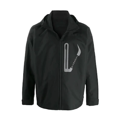 Givenchy FW21 Black Logo Hooded Windbreaker Jacket BM00F612KZ-001