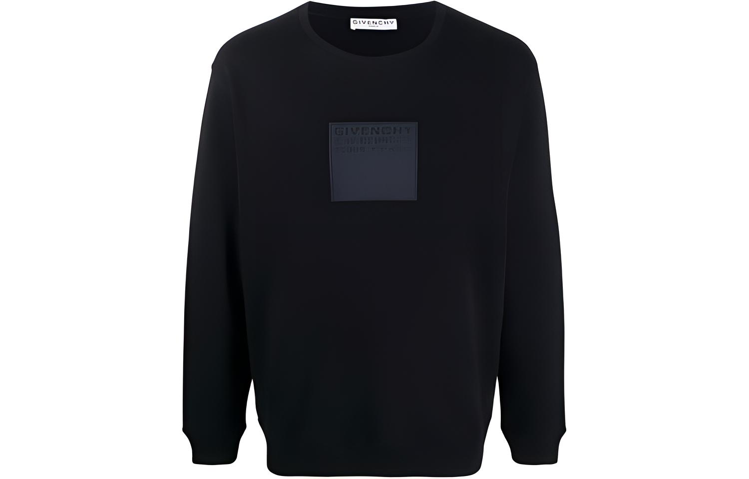 Givenchy FW21 Black Logo Patch Pullover Sweatshirt BMJ07X30AF-001