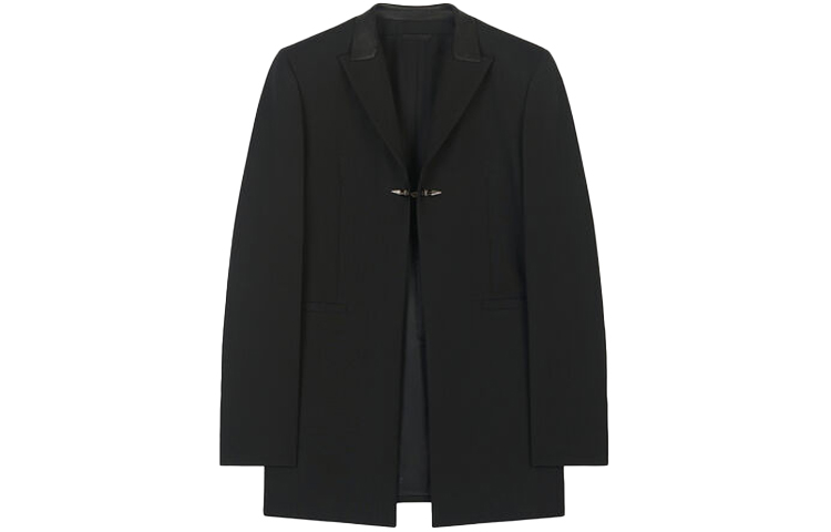 Givenchy FW21 Black Long Sleeve Solid Blazer with Faux Cuff Design. BM30B713PW-001