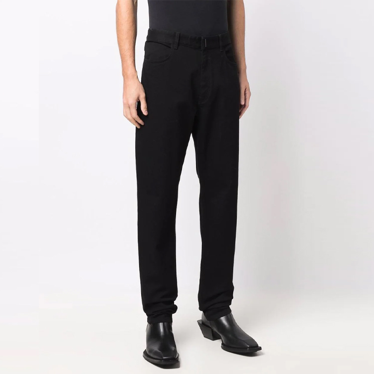 Shop Givenchy FW21 Jeans Hitam Mid-Rise Straight-Leg Pria BM50Y750LS-001