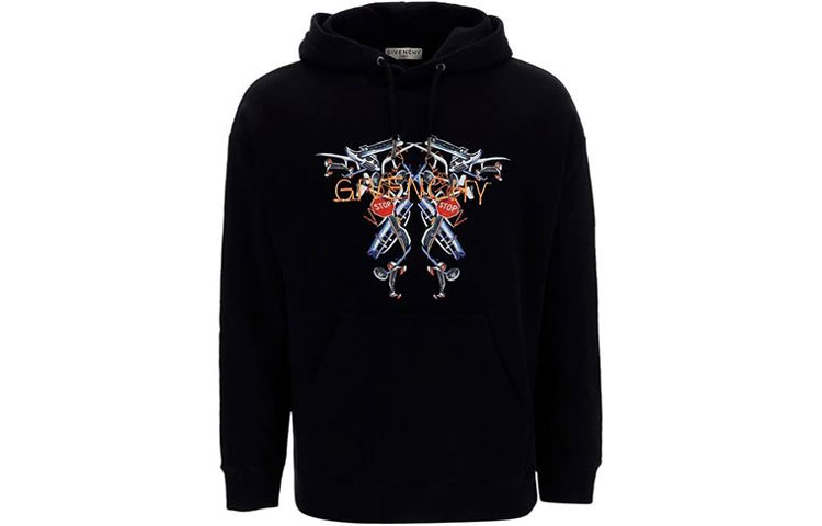 Order ジバンシィ FW21 ブラック オーバーサイズ プリント フーディープルオーバー BMJ09J30AF-001