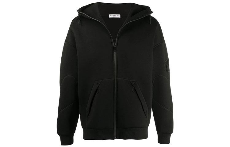 Givenchy FW21 Black Solid Color Hoodie Jacket BMJ07330HR-001