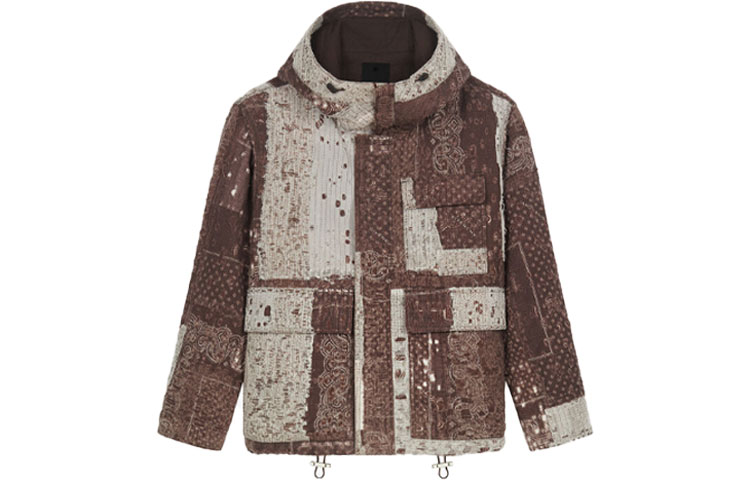 Givenchy FW21 Brown Denim Bandana Print Logo Hooded Jacket BM00T950PE-201