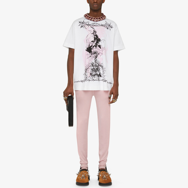 GIVENCHY FW21 Gothic Graphic Loose Fit Short Sleeve T-Shirt White Mens. BM71583Y6B-100 圖 3