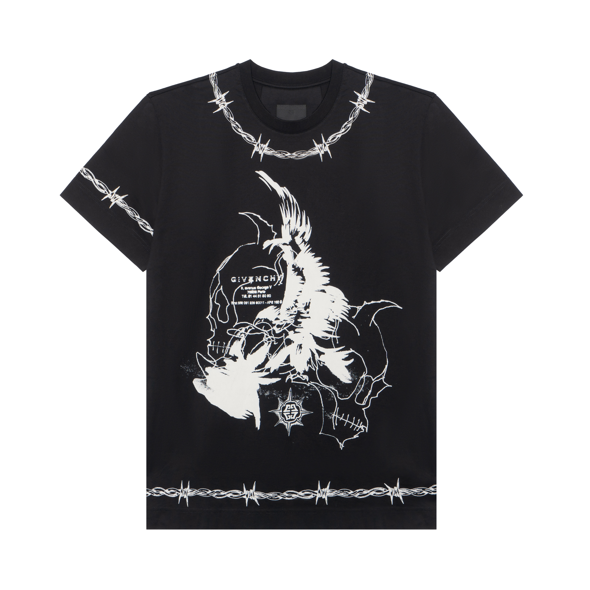 Givenchy FW21 Gothic Print Loose Fit Black T-Shirt BM71663Y6B-001