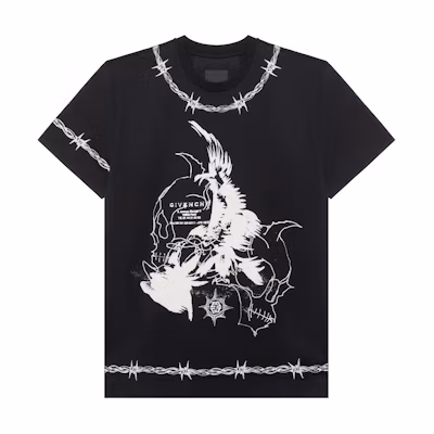 Givenchy FW21 Gothic Print Loose Fit Black T-Shirt BM71663Y6B-001