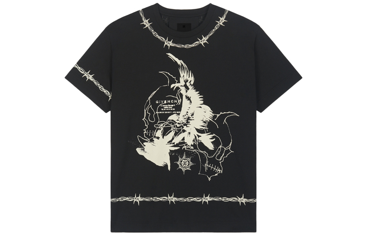 Order Givenchy FW21 Gothic Print Loose Fit Black T-Shirt BM71663Y6B-001