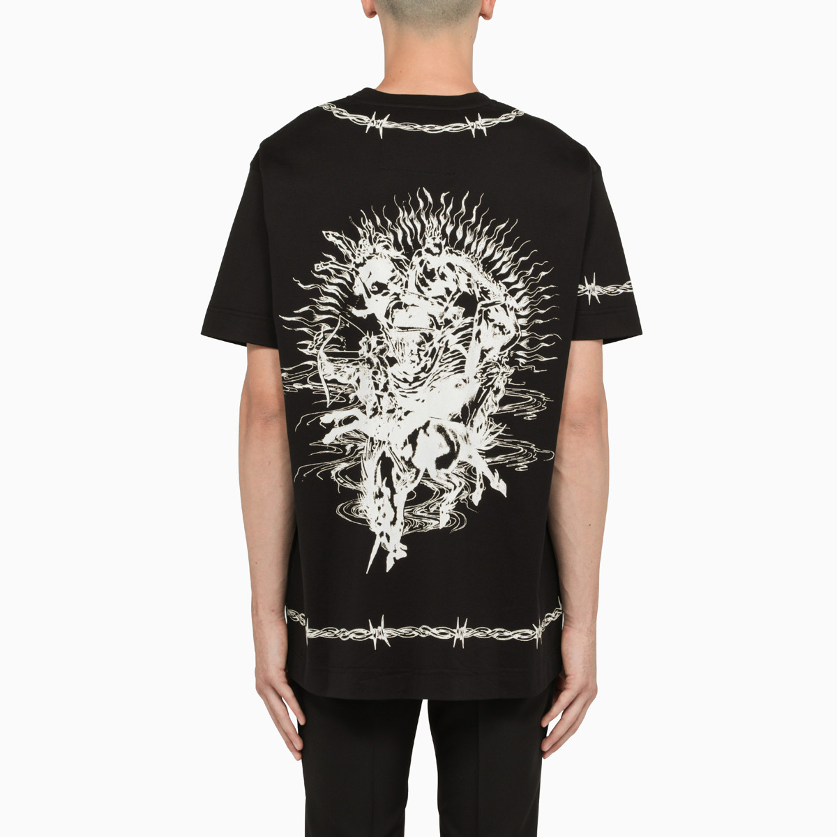 Details for Givenchy FW21 Gothic Print Loose Fit Black T-Shirt BM71663Y6B-001